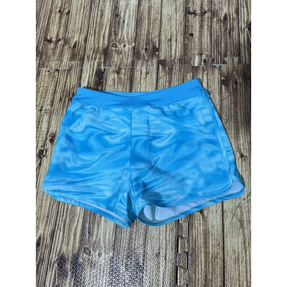 Lands End Kids Sweat Shorts Girls L 10-12 Ocean Blue